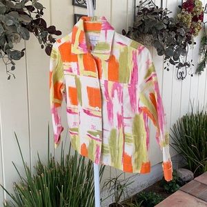 Vintage denim color block jacket